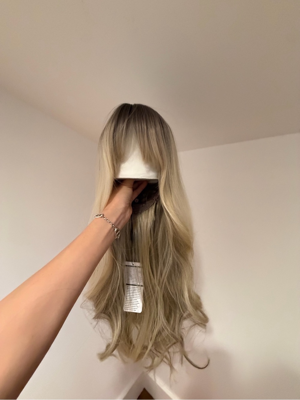 Blonde Long Layered Women's Wig with Fringe - Light Ash Blonde